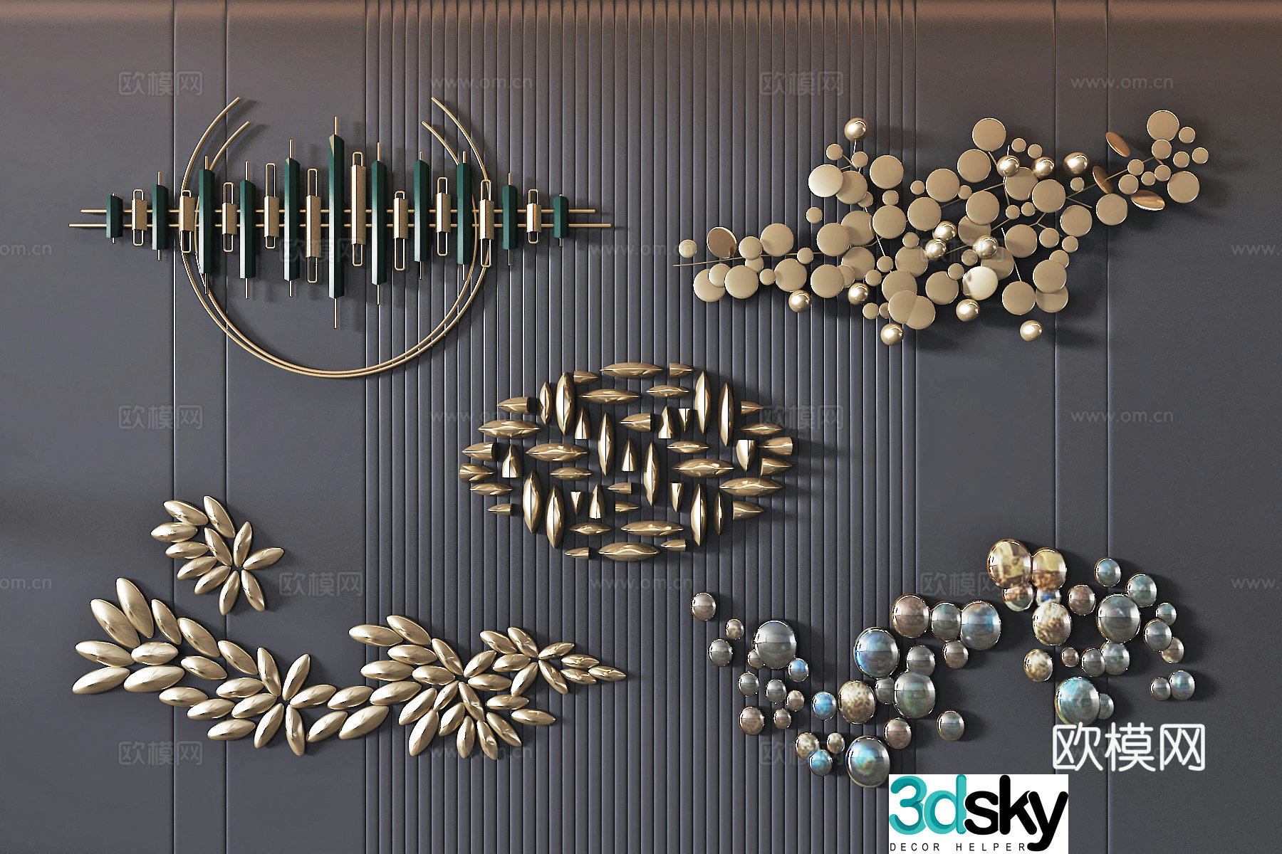 Modern light luxury wall decoration pendant three-dimensional painting art installation 3d model