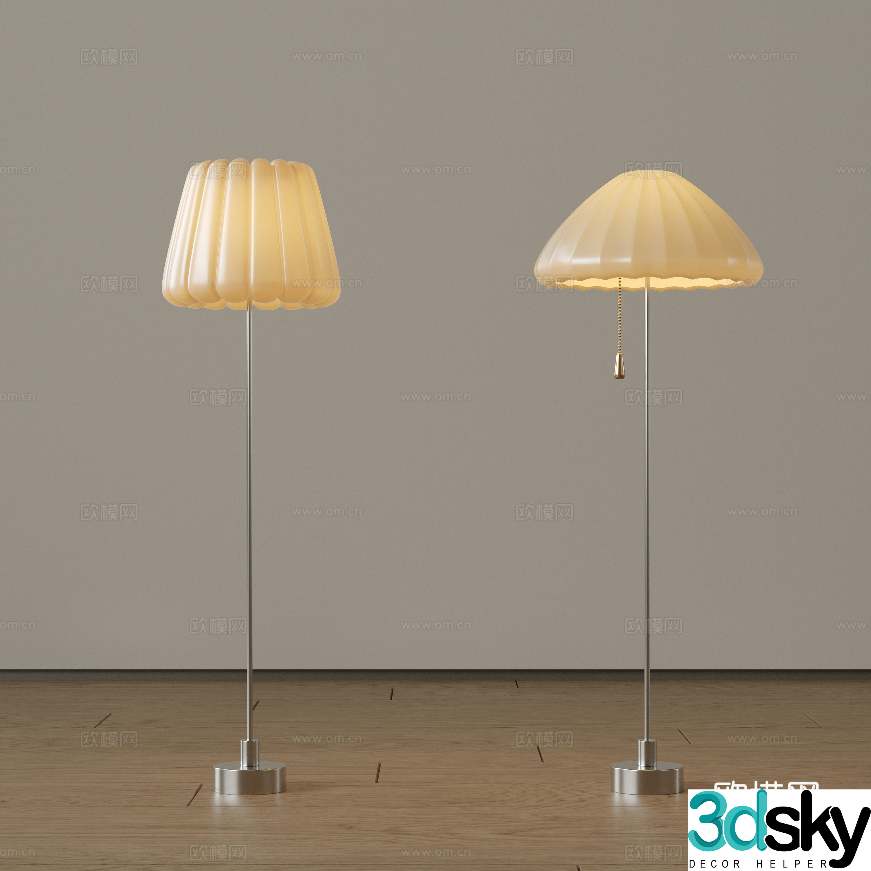 Modern medieval floor lamp Minimalist floor lamp Italian floor lamp Art floor lamp Creamy wind fall 3D model