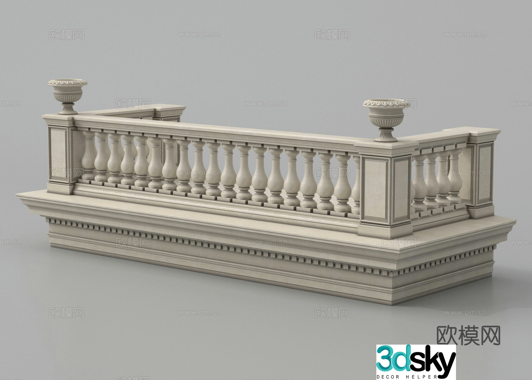 Balcony railing Gypsum railing Fence 3d model