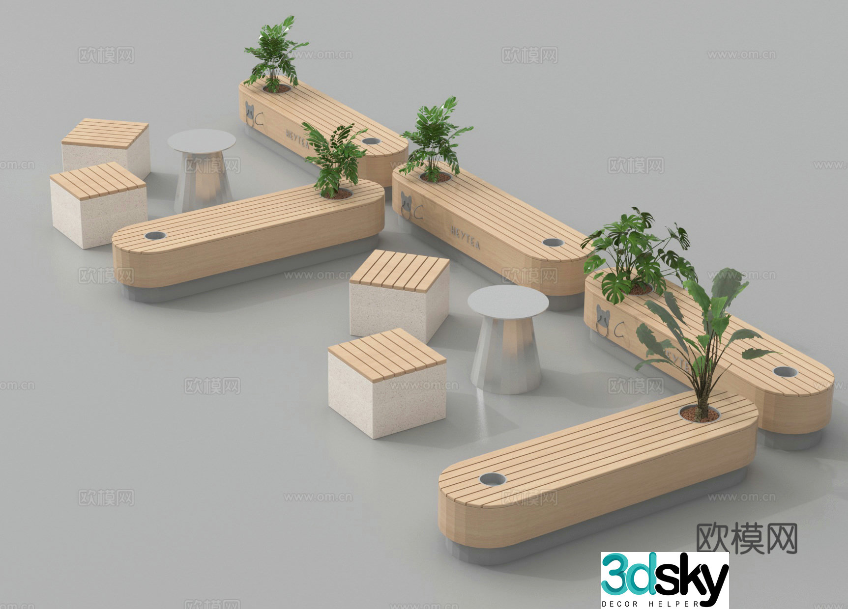 Public seats outdoor seats leisure tables and chairs landscape seats 3d model