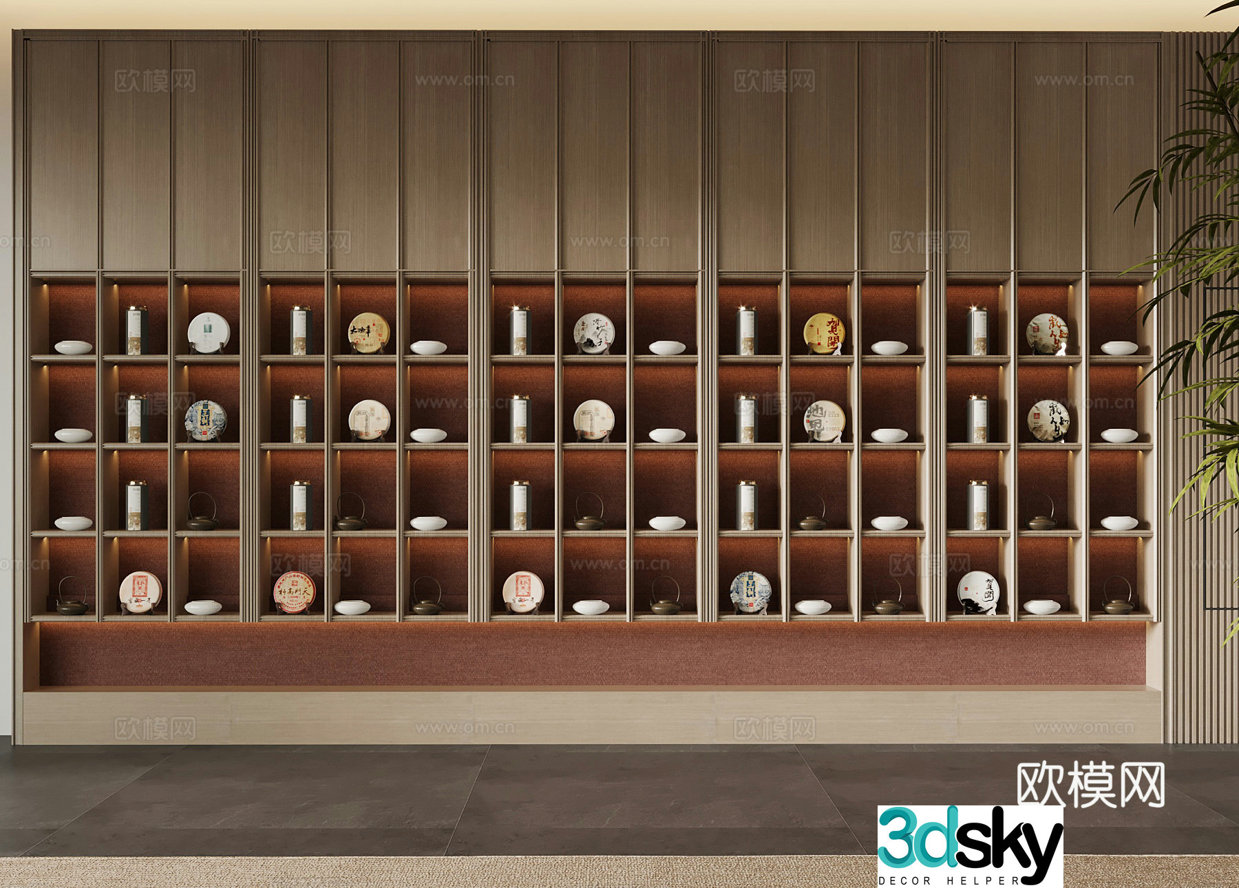 New Chinese style tea cabinet decorative cabinet display cabinet 3d model