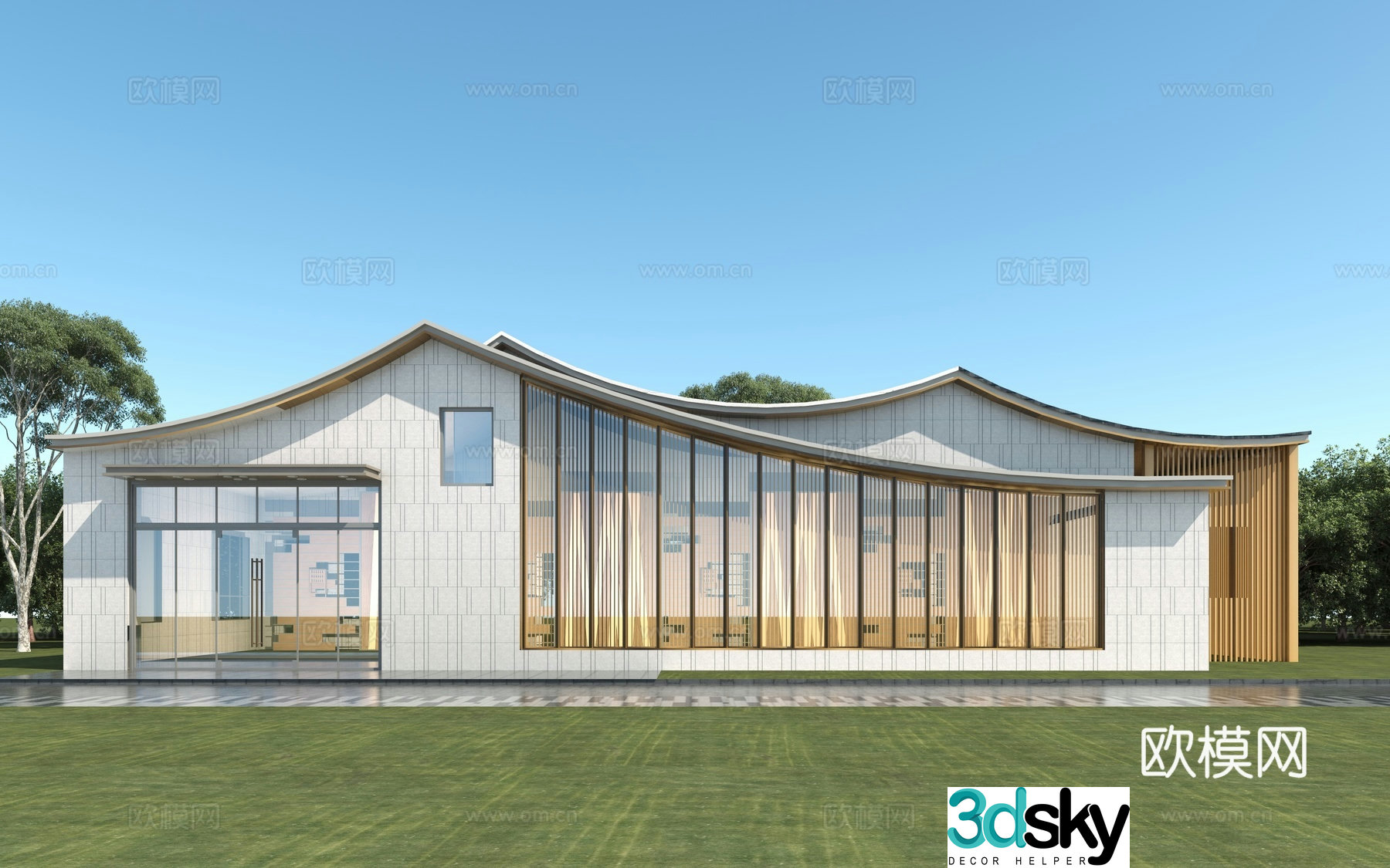 New Chinese-style Chinese-style office building small public building 3D model