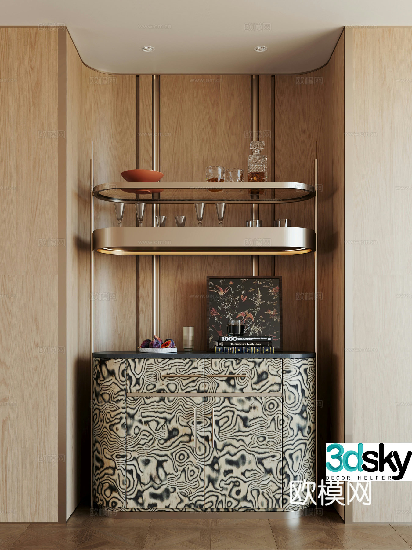 Modern finished sideboard 3D model