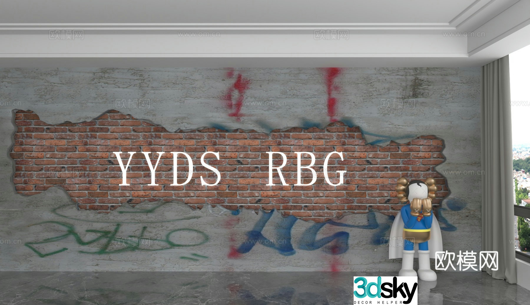 Modern background wall 3d model