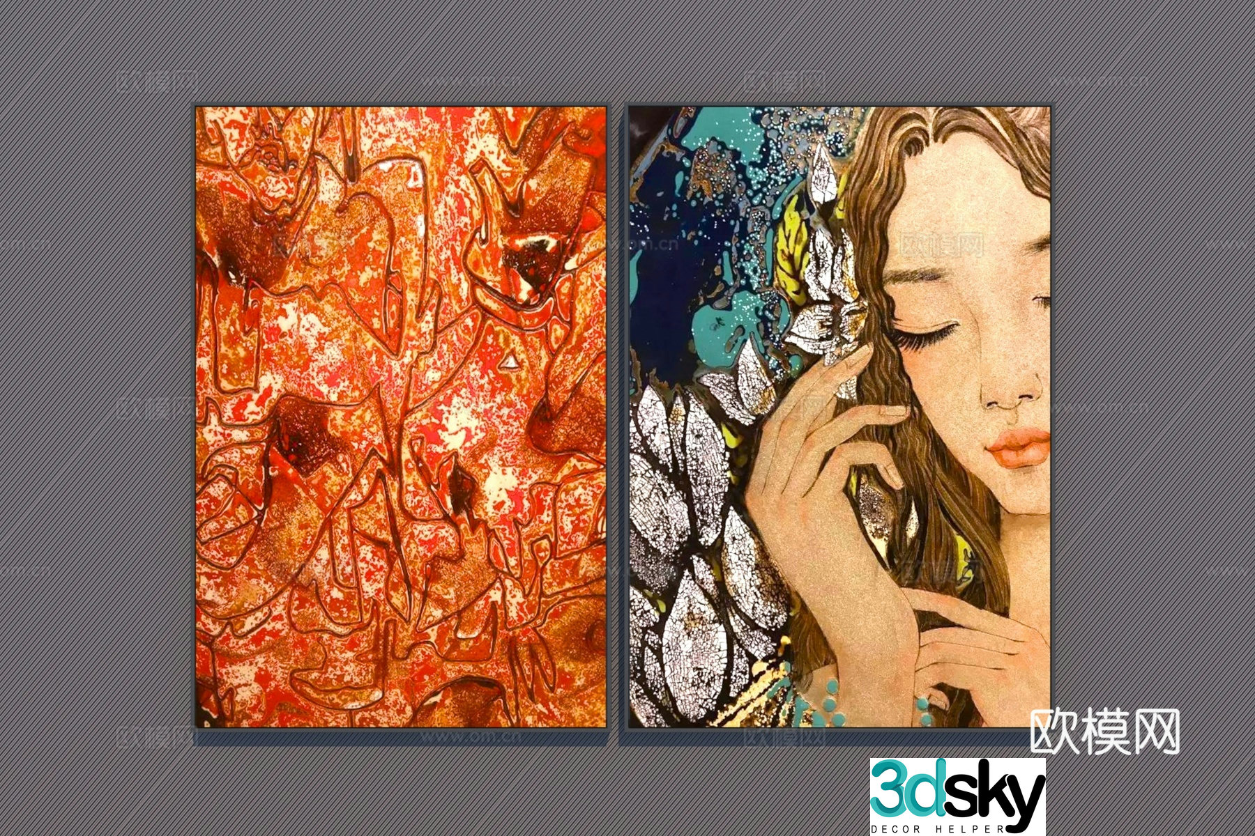 Modern decorative hanging painting 3d model