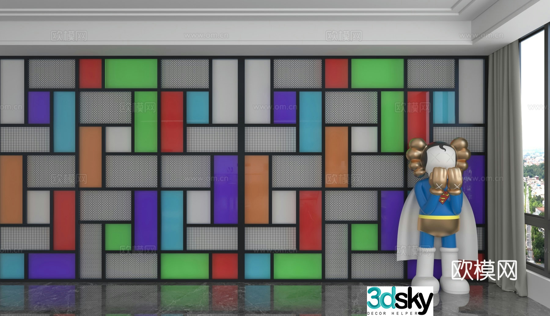Modern background wall 3d model
