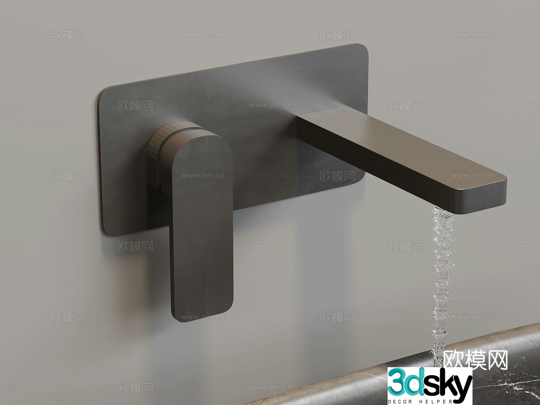 Modern wall drain faucet 3d model
