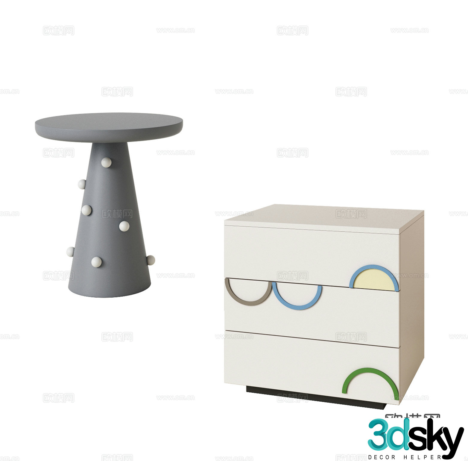 Modern children’s room bedside table finished bedside table boy’s room bedside table round table side table corner table 3D model