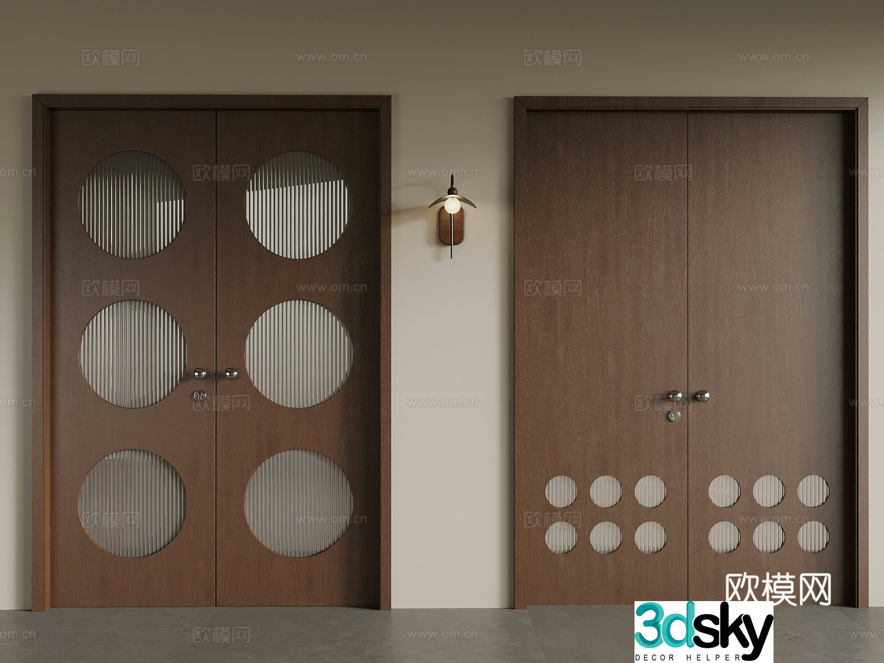 Middle-aged double door 3D model