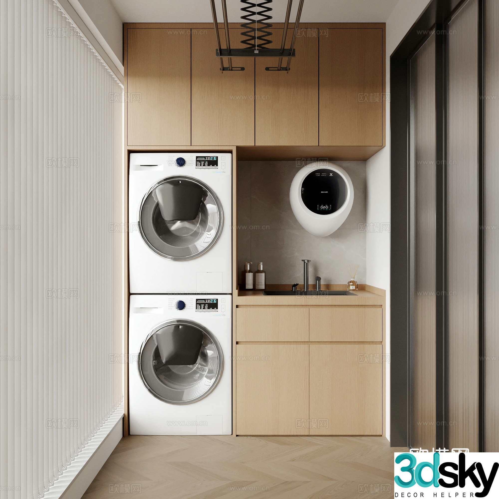 Modern balcony washing machine cabinet Balcony cabinet 3d model