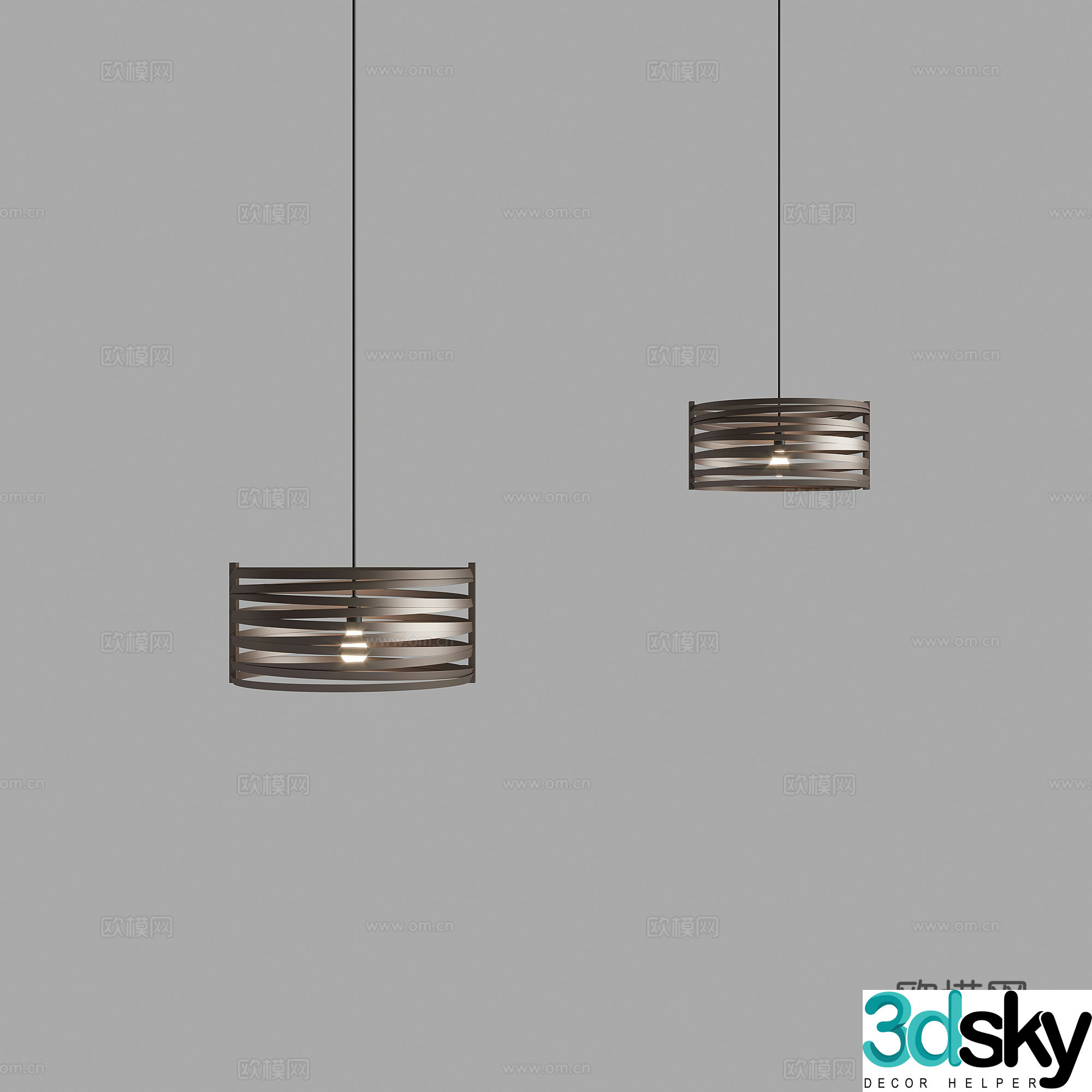 Retro style iron chandeliers small chandeliers 3d model