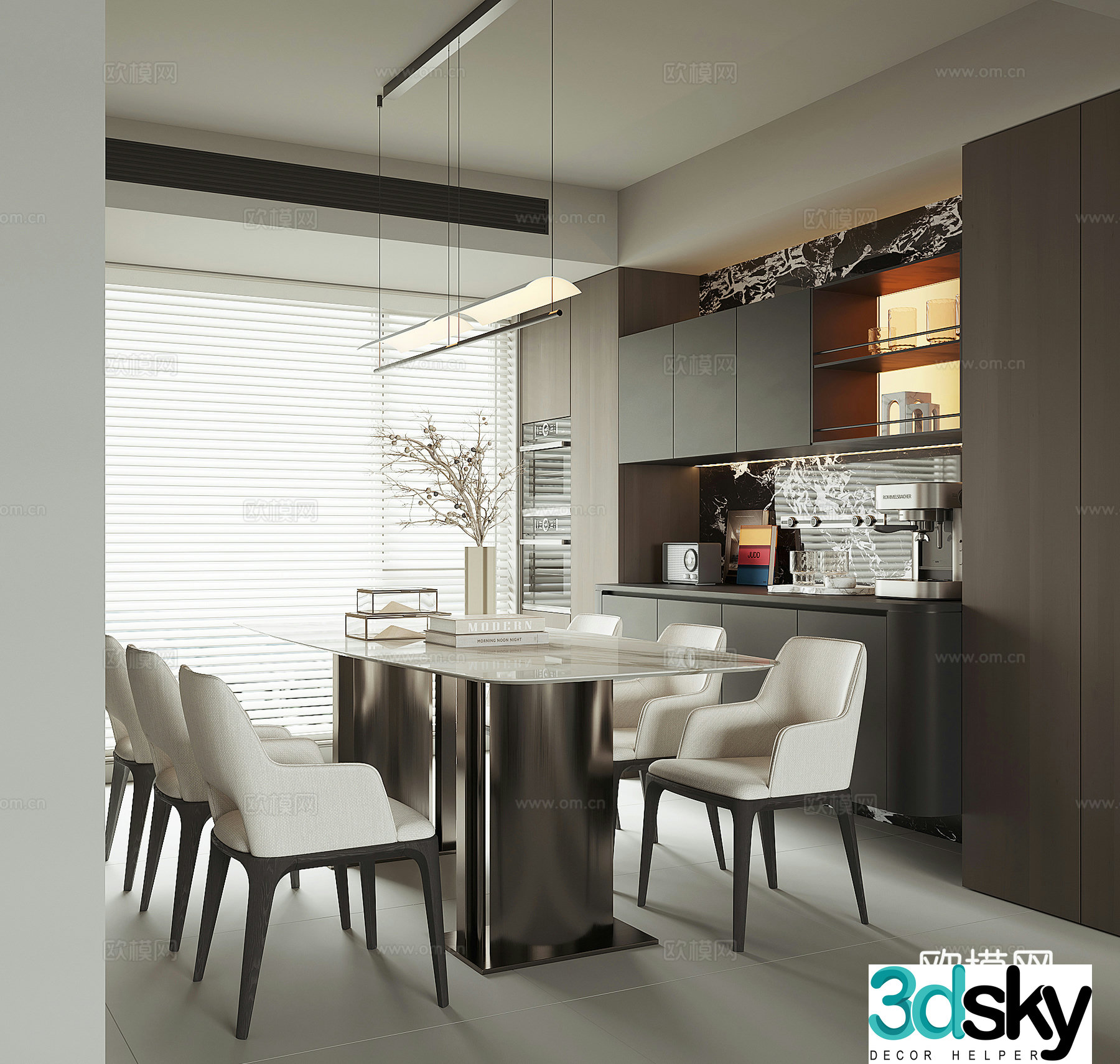 Modern open restaurant 3d model