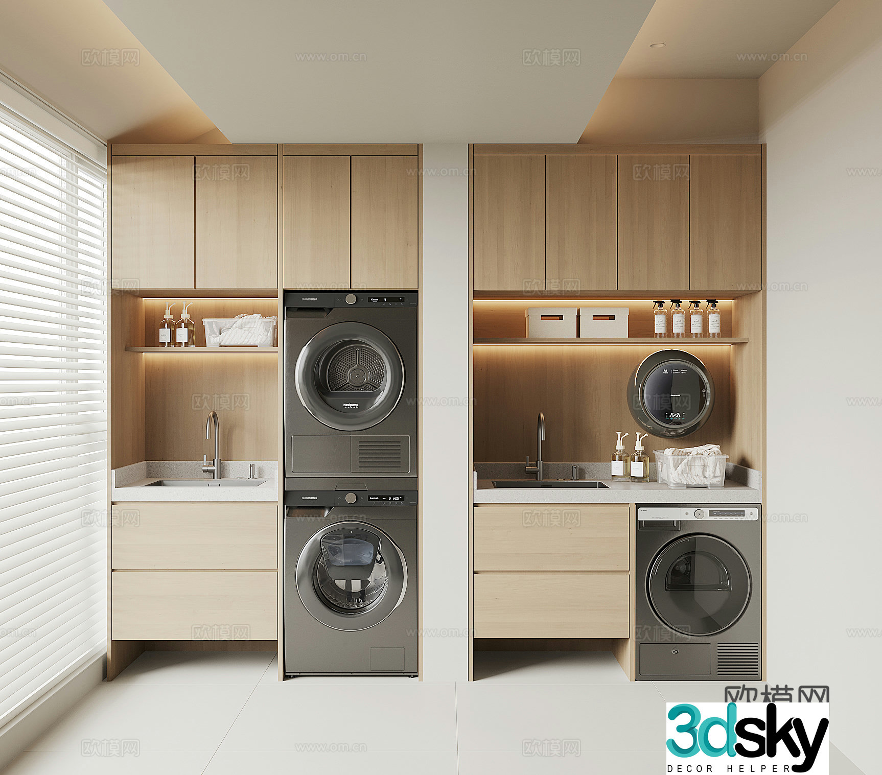 Modern balcony washing machine cabinet 3d model