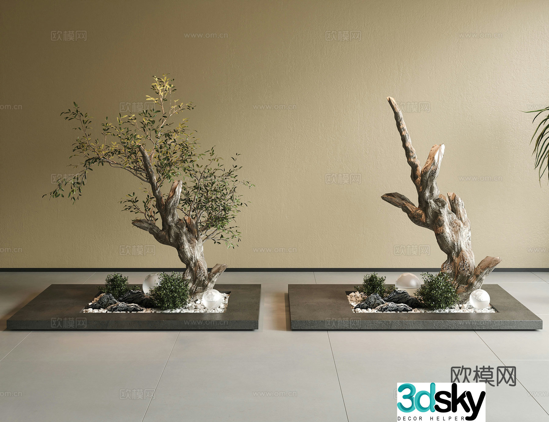 Modern residential landscape 3d model