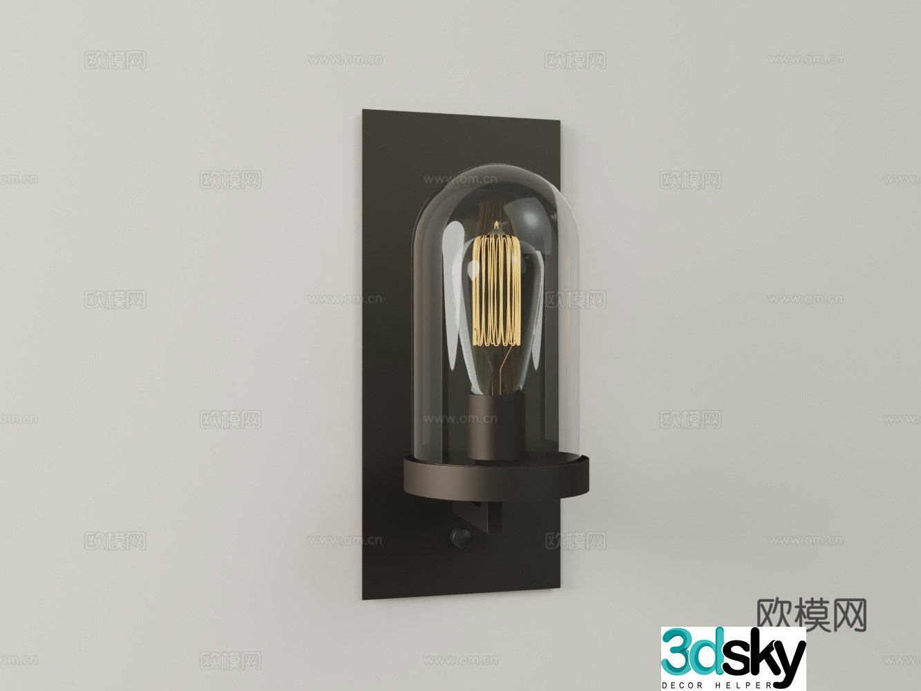 Modern metallic glass lampshade wall lamp 3d model