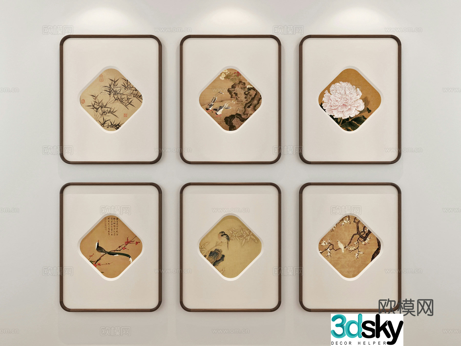 Song style aesthetic combination painting New Chinese style combination painting Combination painting 3D model