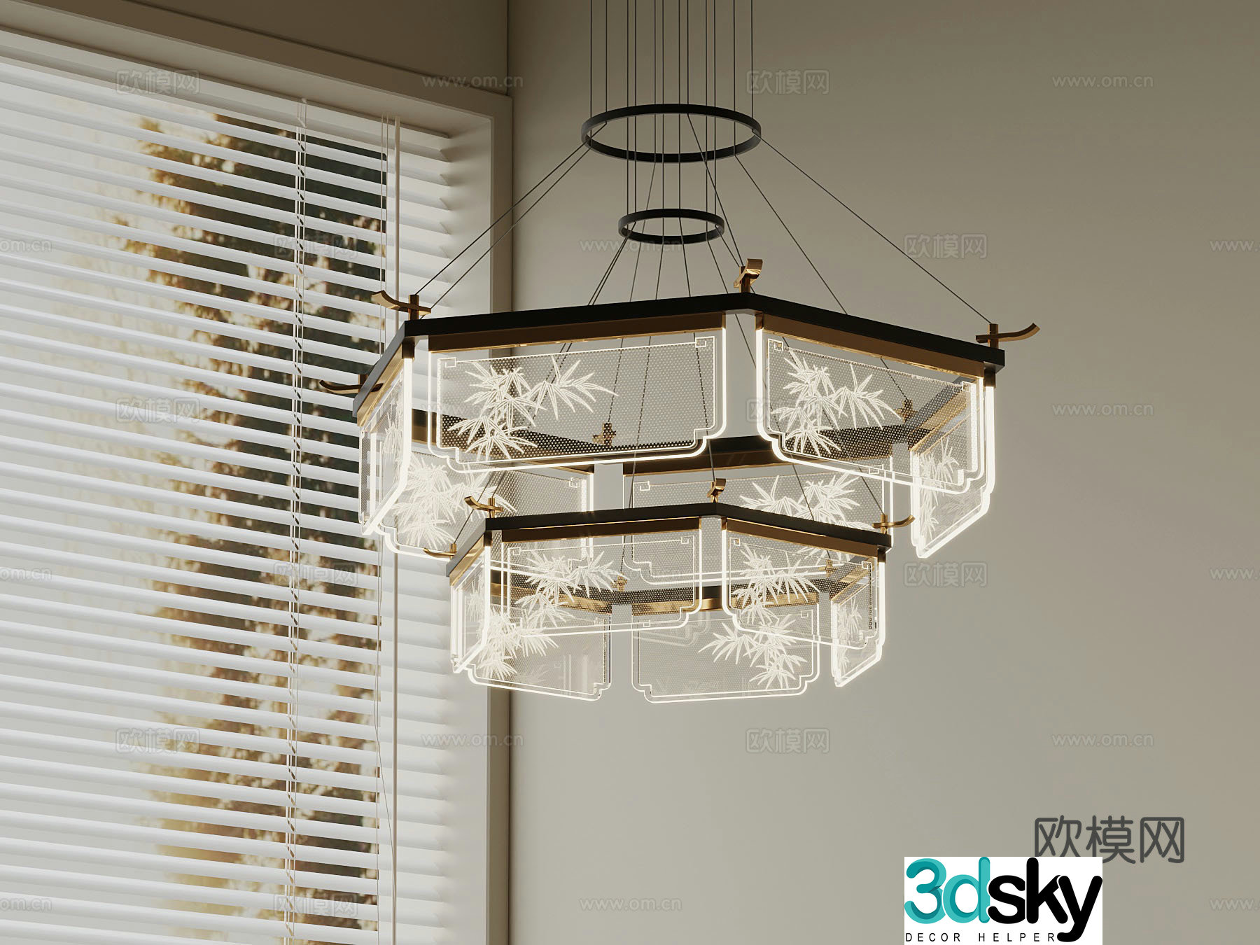 New Chinese chandelier Art chandelier 3d model