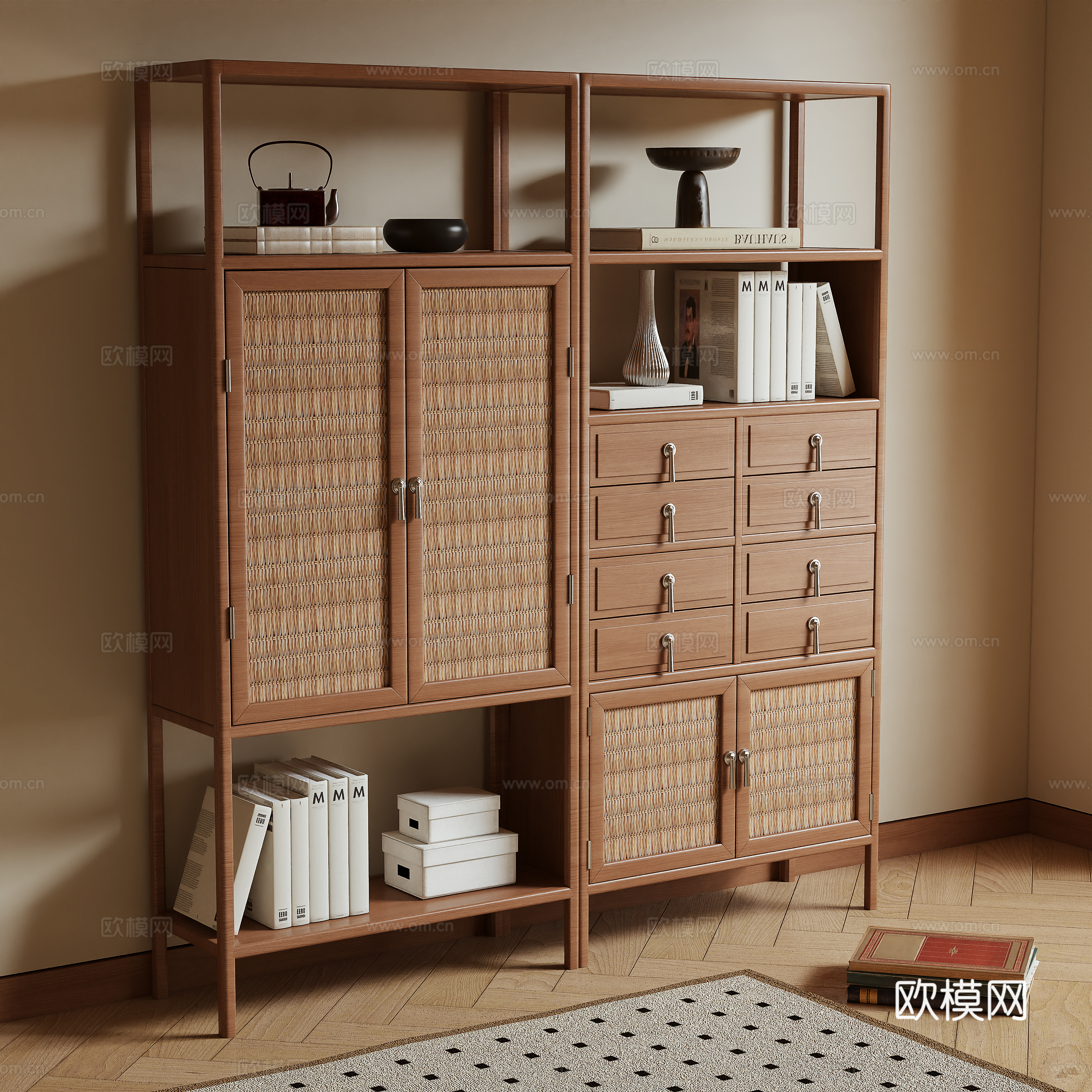 New Chinese style bookcase storage cabinet locker 3d model