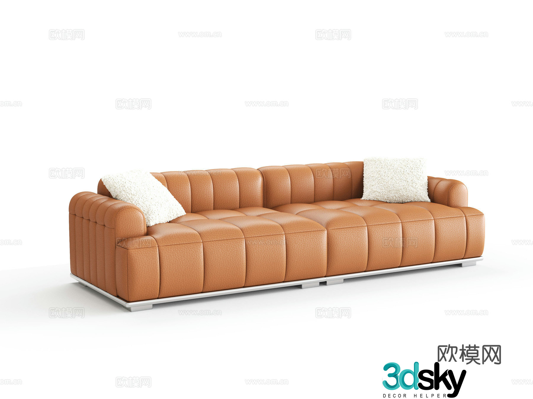 Light luxury leather double sofa 3D model