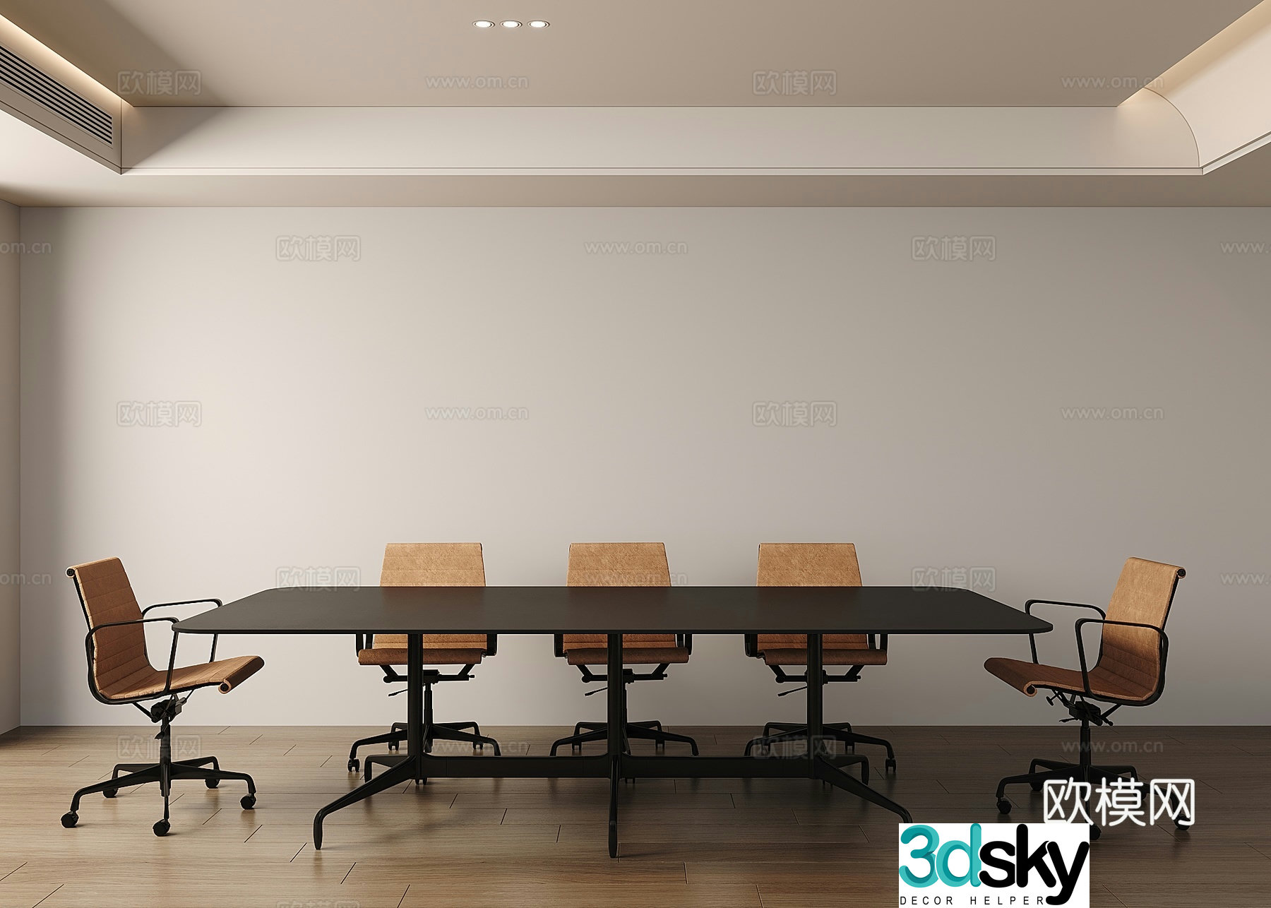 Modern office conference table and chair 3d model