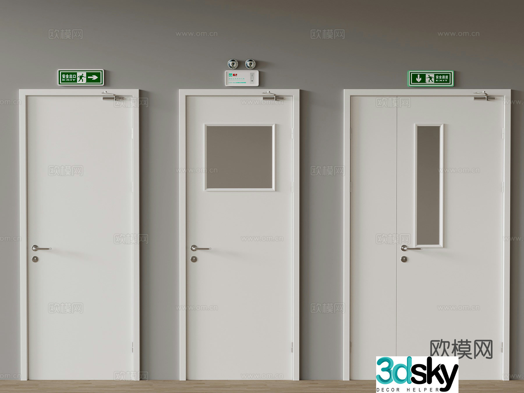 Modern fire door Single-open door Double-open door 3D model