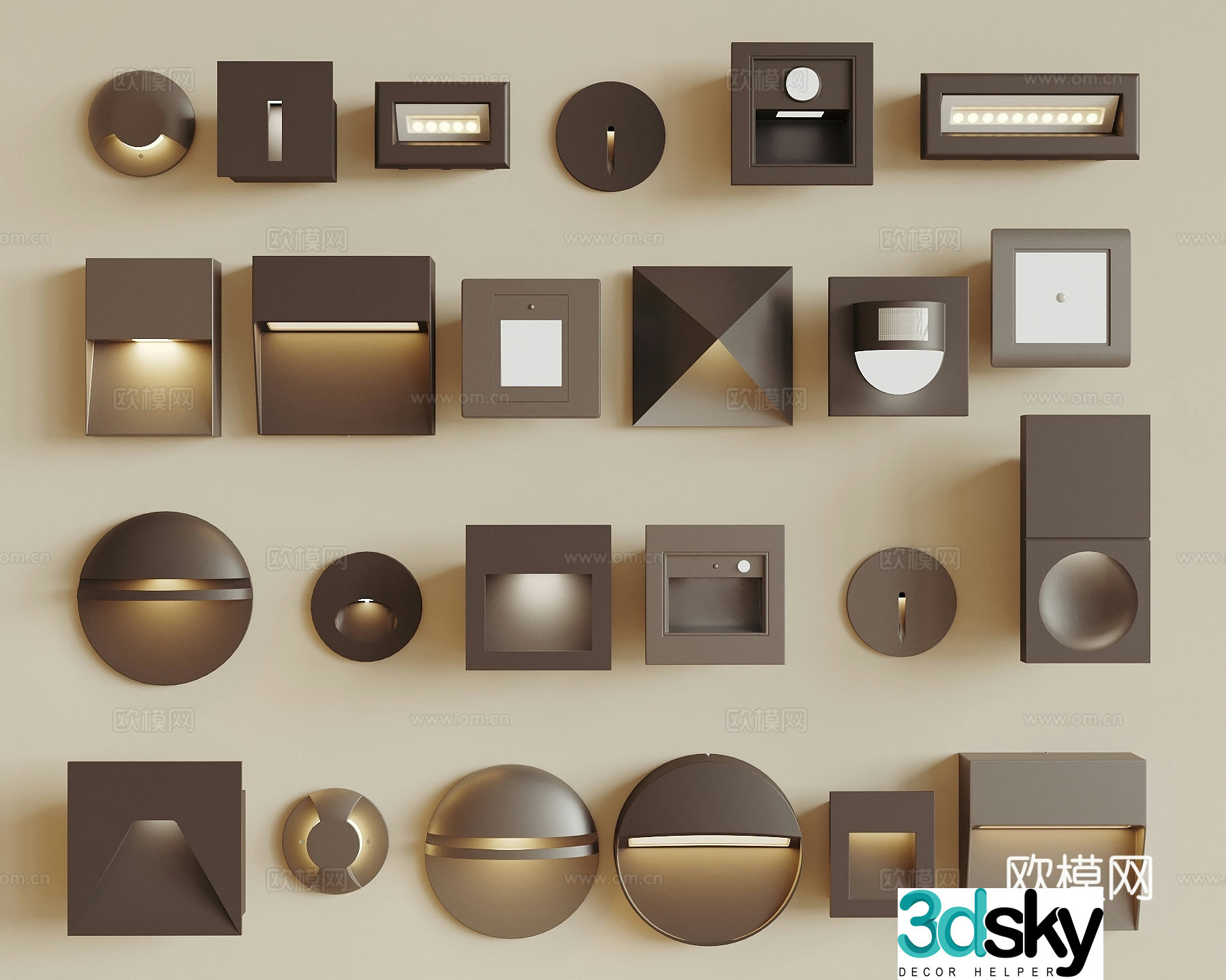 Modern induction lights floor lamps stair lamps kicklights wall lamps night lamps 3D model