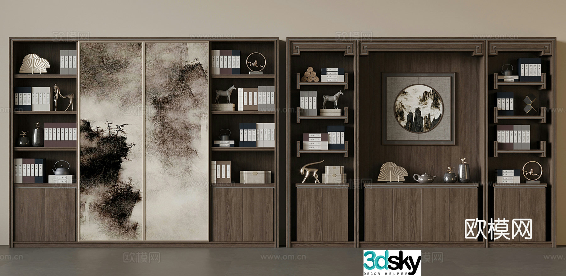 New Chinese bookcase 3D model