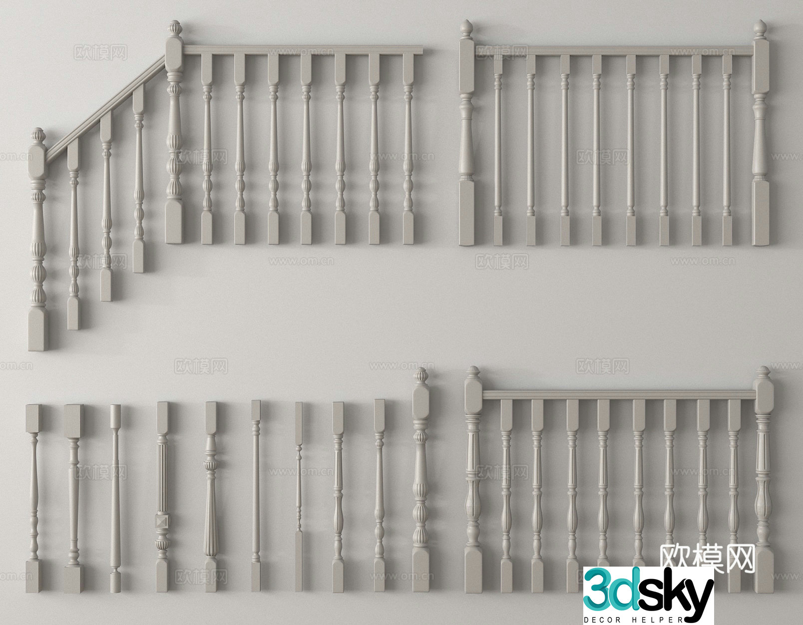 Gypsum column aphrodisiac column railing column stair column 3D model