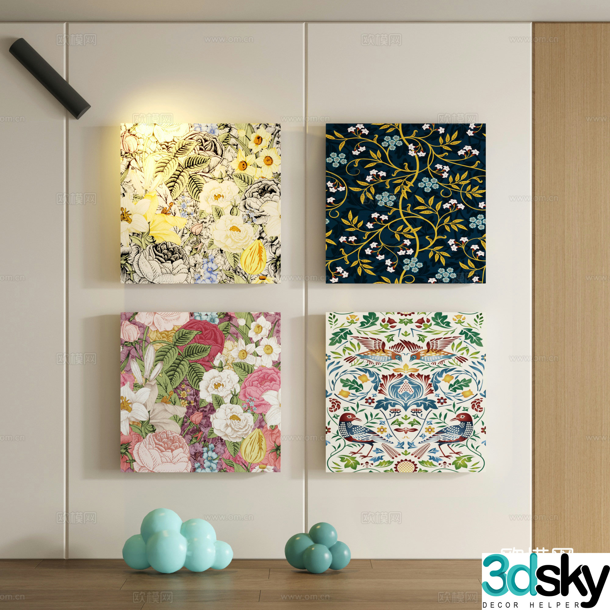 Modern children cartoon doodle decorative painting 3d model