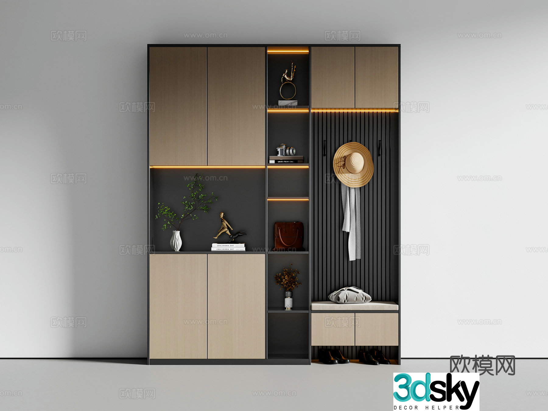New Chinese style shoe cabinet decorative cabinet 3D model