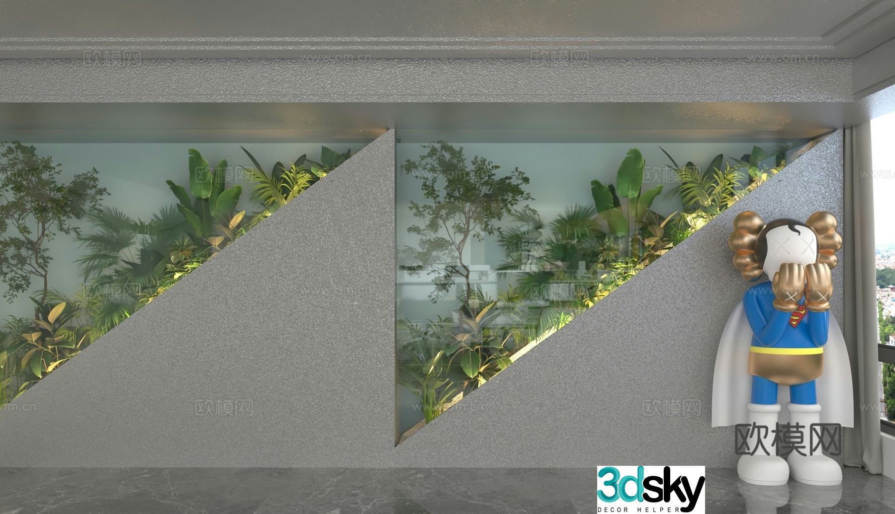 Modern background wall 3d model