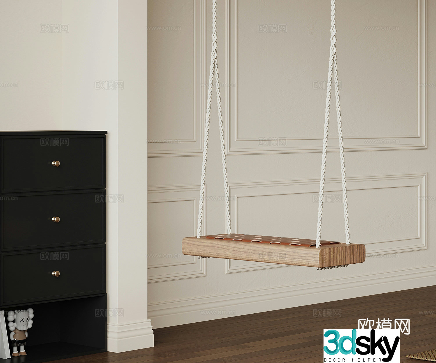 Medium style indoor toy swing 3d model