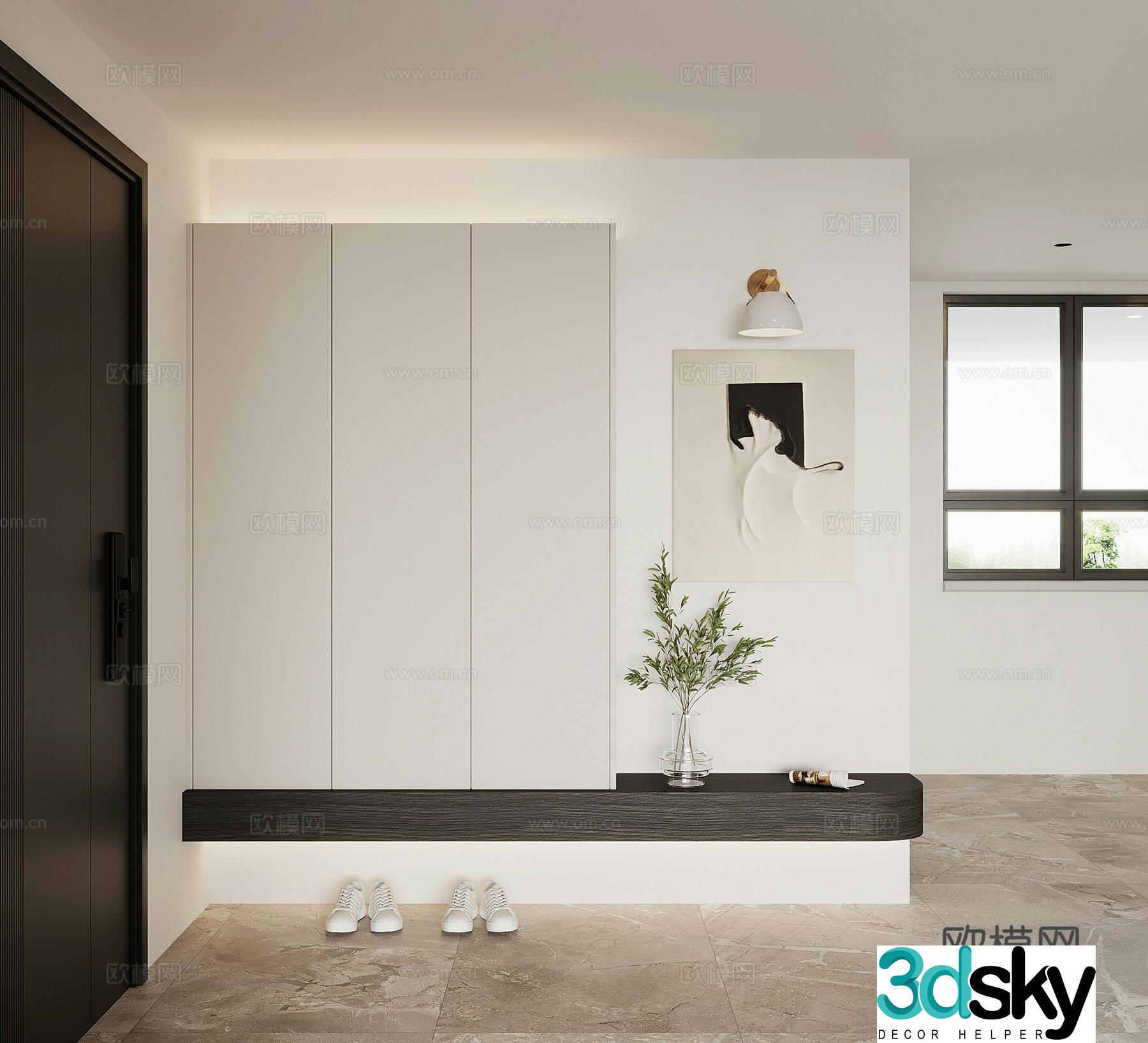 Modern entrance entrance hall entrance hall cabinet shoe cabinet 3D model