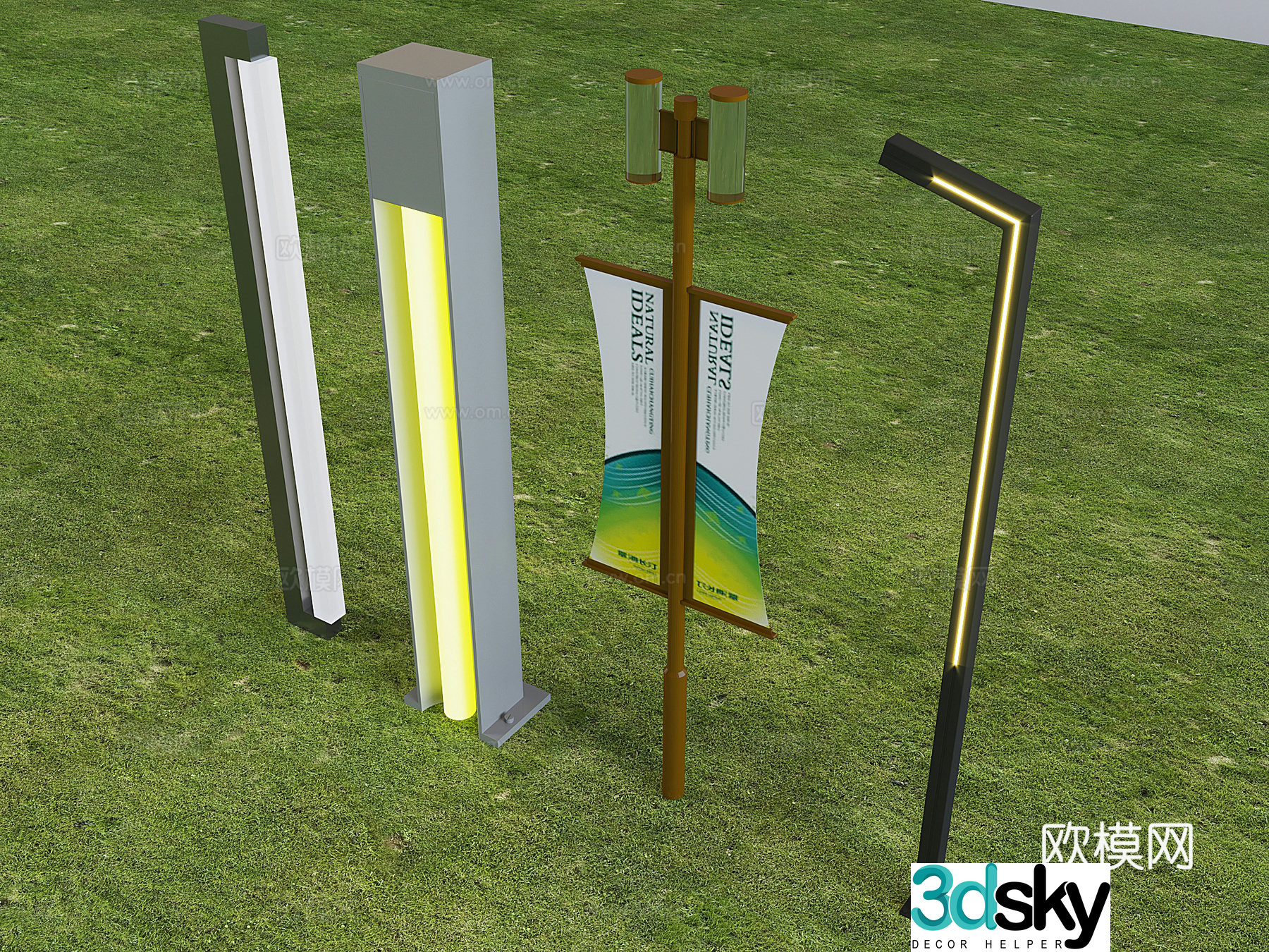 Outdoor lights high pole street lights landscape street lights pole lamp post 3D model