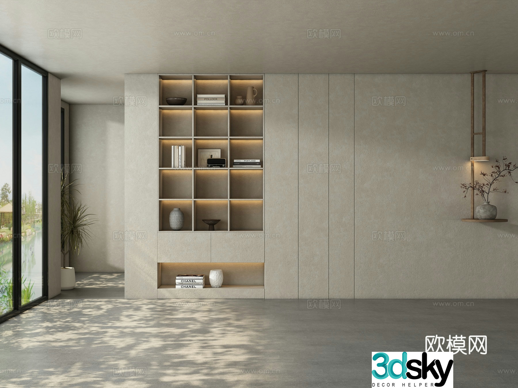 Living room dining room tea room background wall 3d model