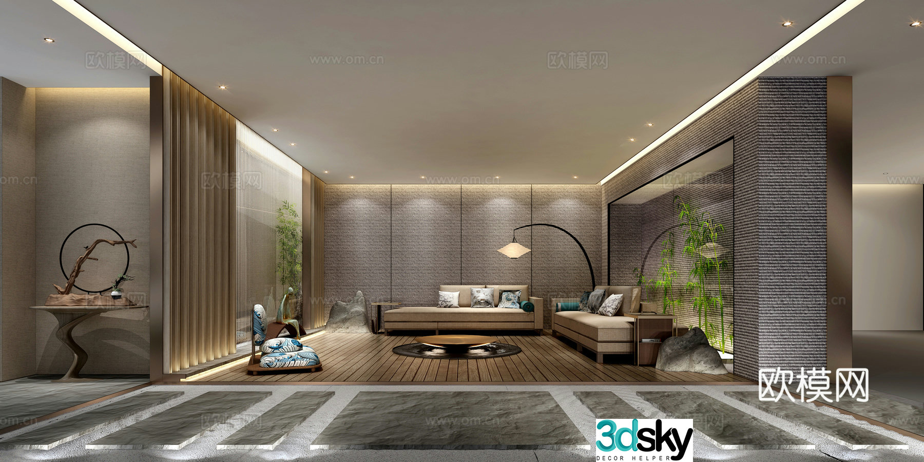 New Chinese style underground rest area 3D model