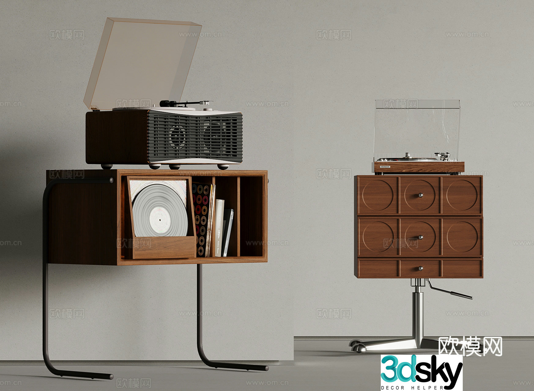 Modern decorative cabinet side cabinet gramophone ornament 3d model