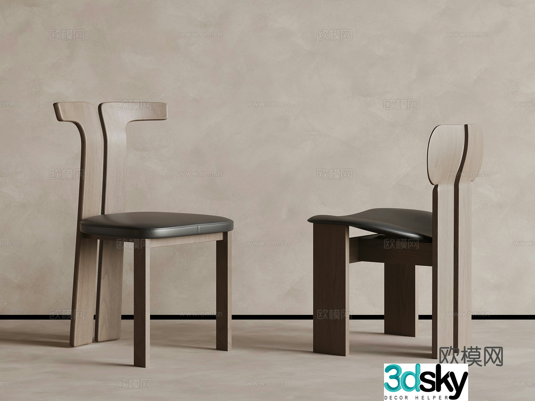 Medium style single chair dining chair writing chair chair 3d model