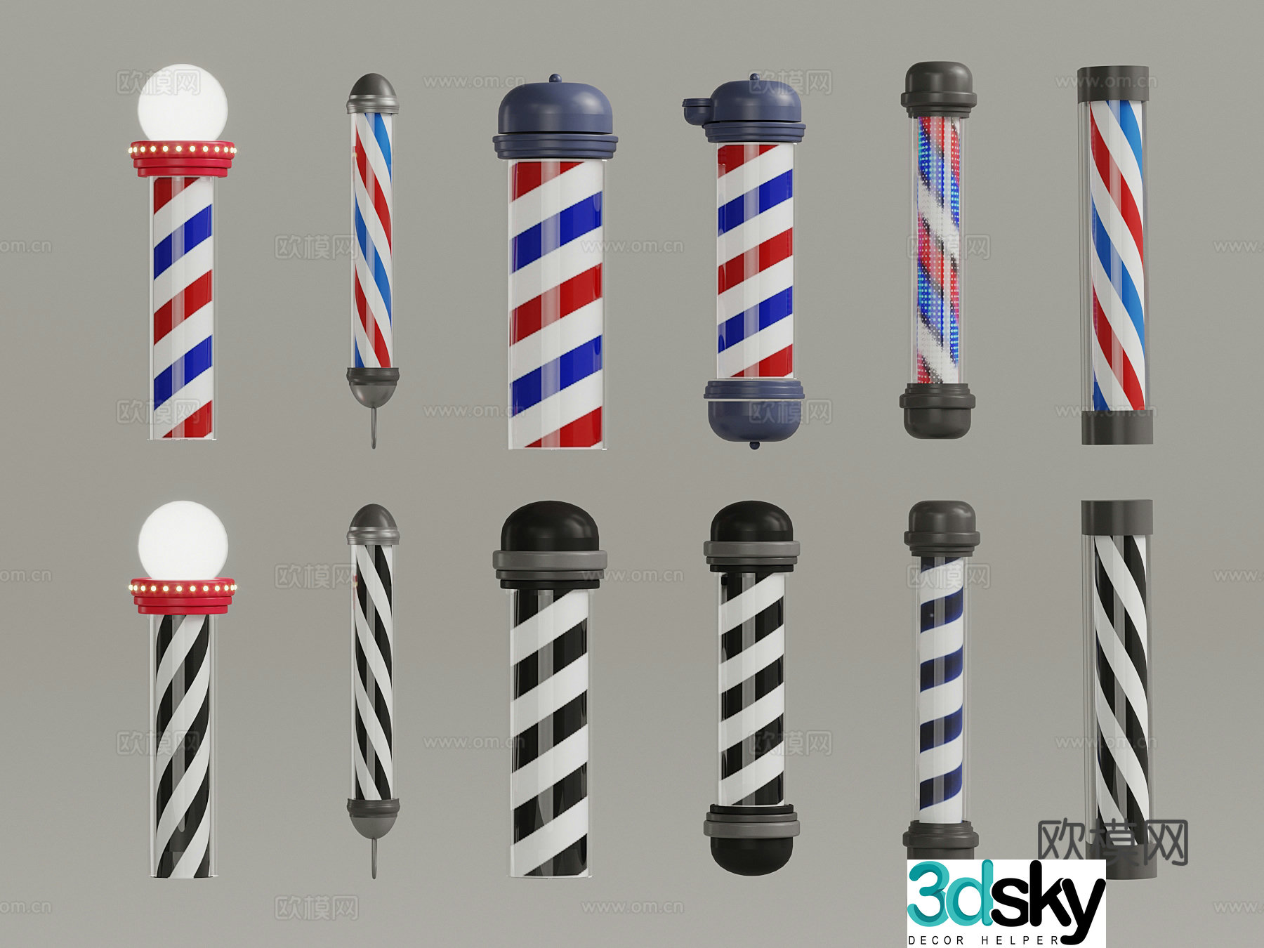 Modern hair salon lights barber shop 3d model