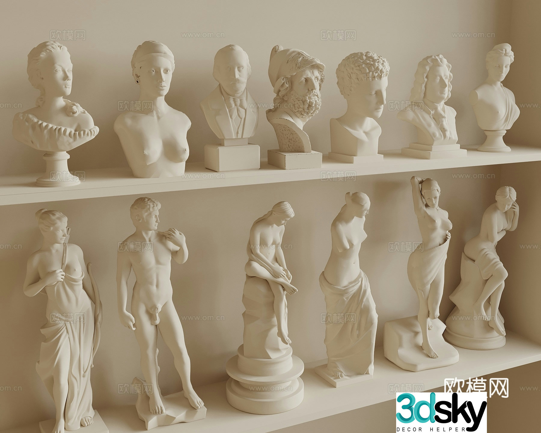 Plaster sculpture European character sculpture Plaster statue Plaster ornament Sculpture ornament Statue 3D model