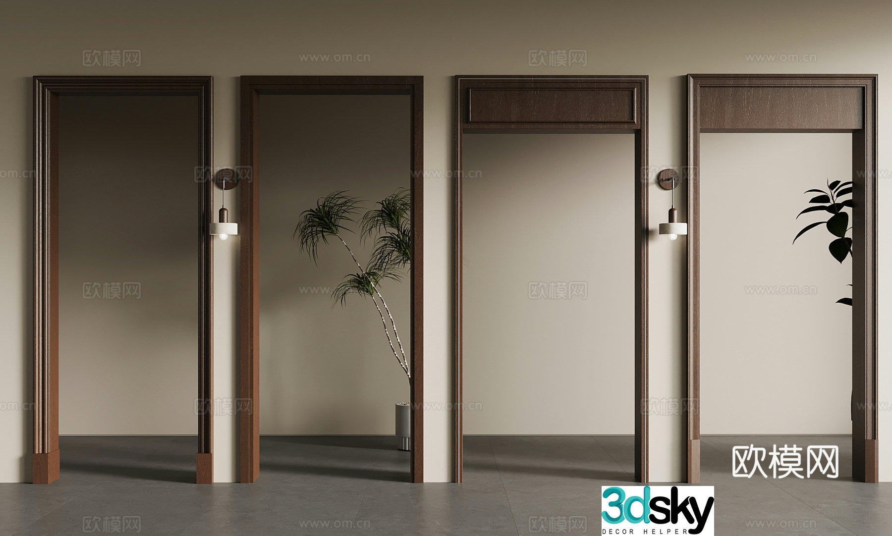 Middle-aged wind gate frame japonica line 3d model