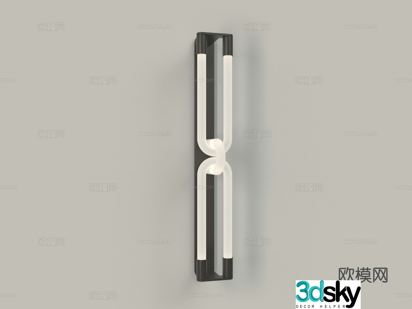 Modern U-tube metal wall lamp 3d model