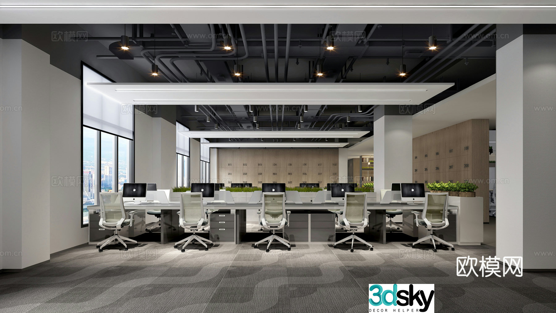 Modern public office 3d model