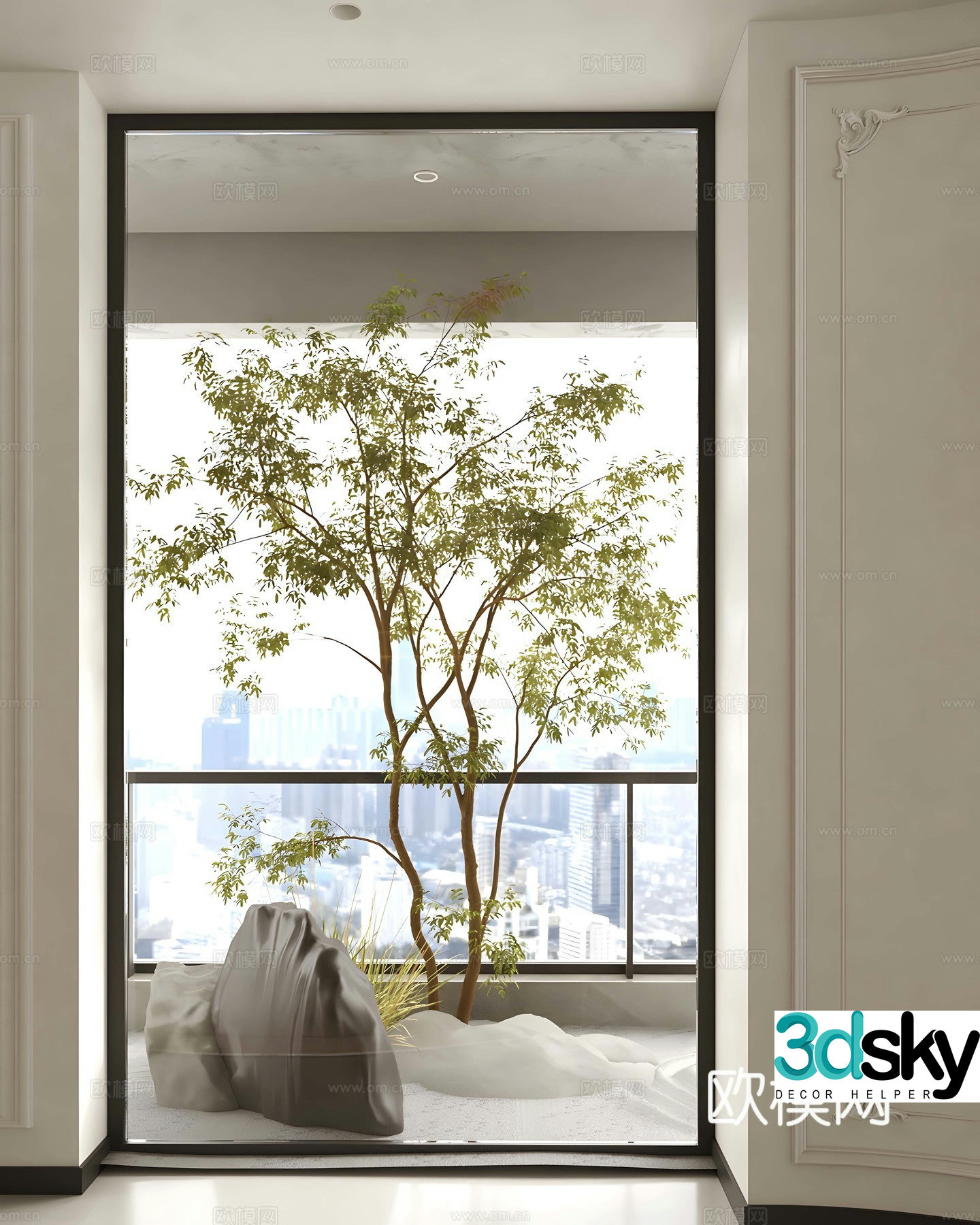 Modern interior landscape end view frame landscape sketch glass frame landscape balcony landscape 3d model