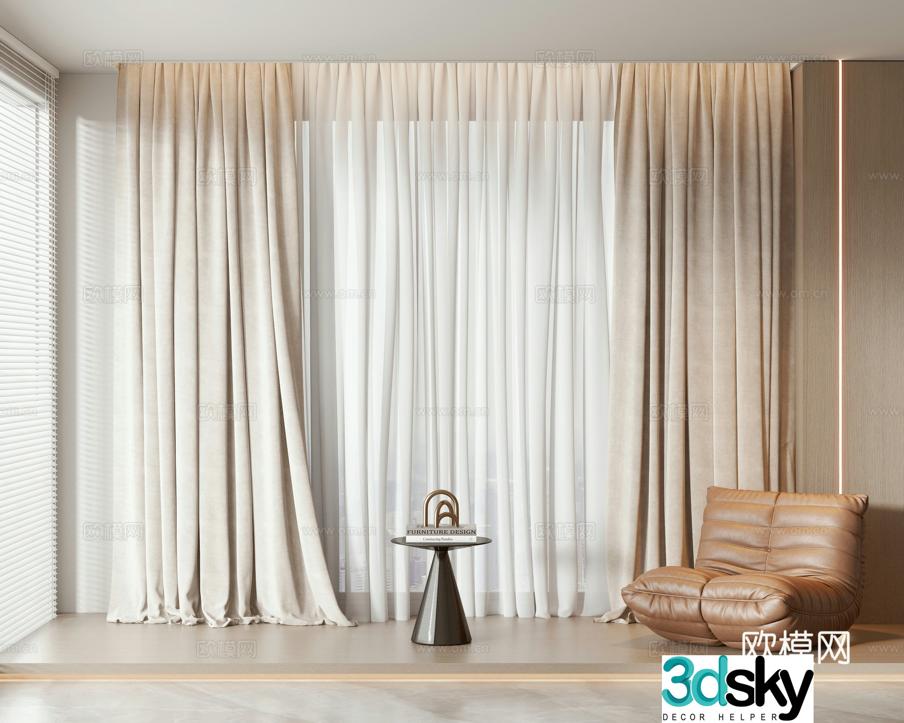 Modern curtain 3d model