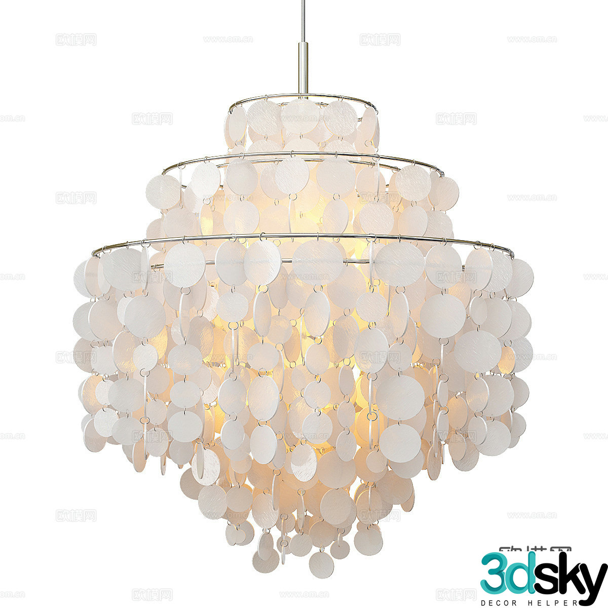 Circular Capiz Chandelier 3d Model