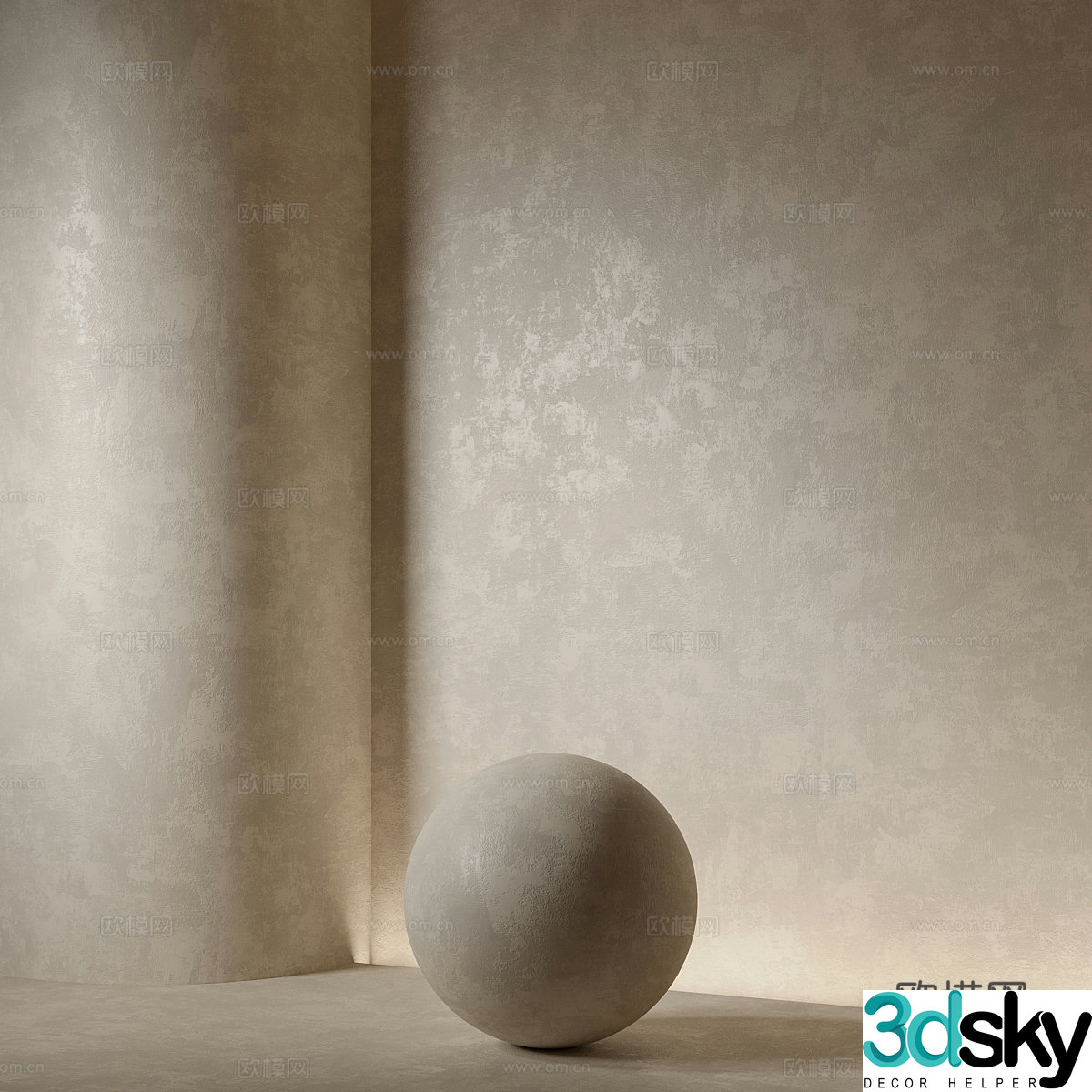 Microcement wall art paint latex paint cement wall 3d model