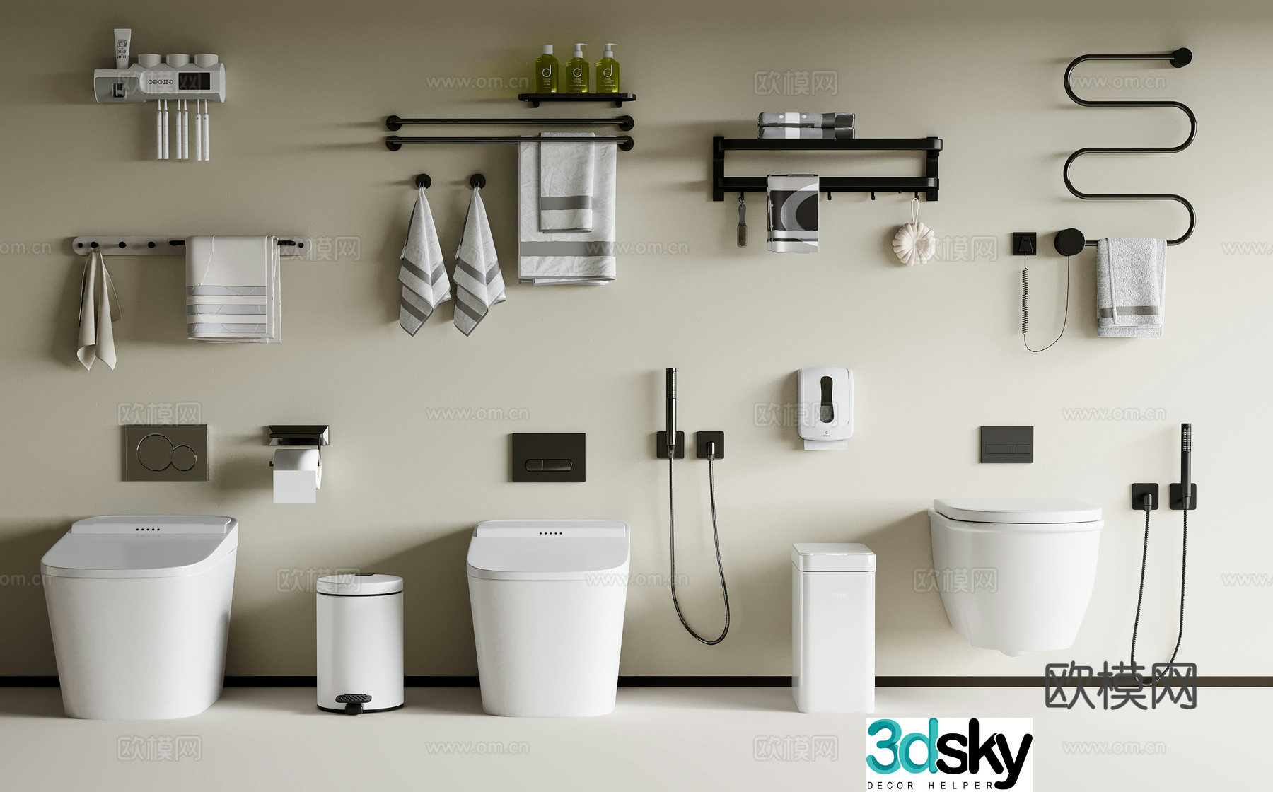 Bathroom equipment combination Toilet combination Towel rack Bathroom storage rack Bathroom equipment combination 3D model