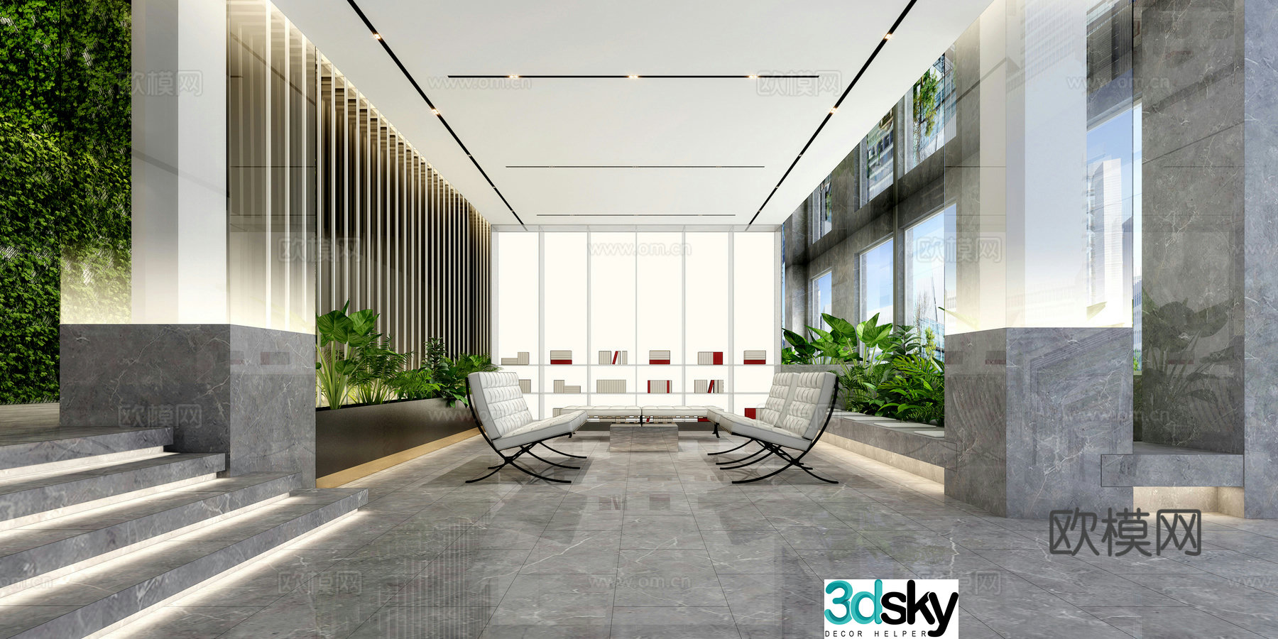 Modern office lobby 3d model