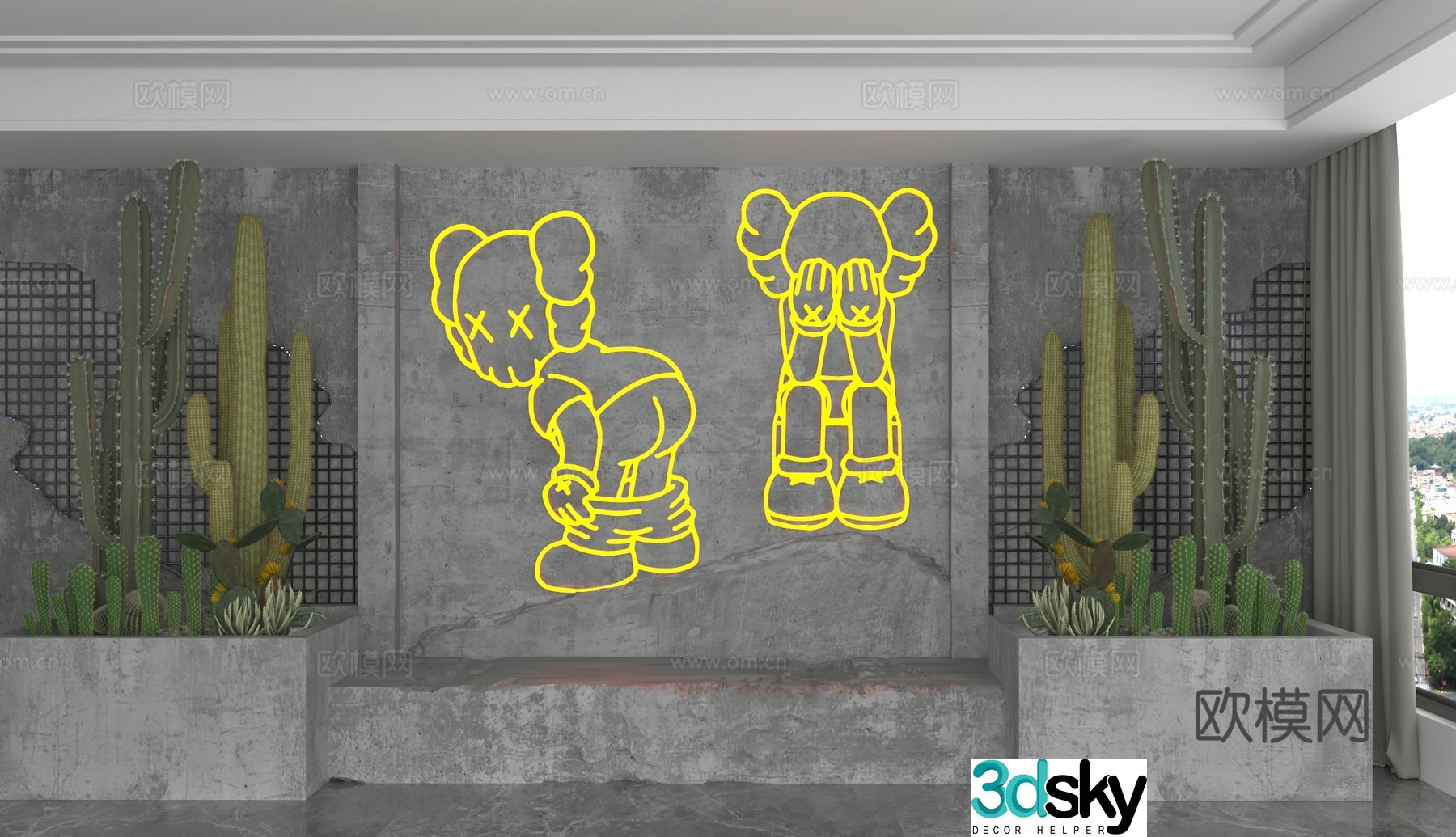 Modern background wall 3d model